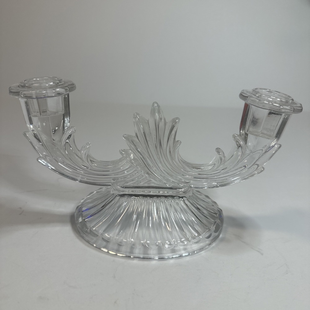 Vintage Fostoria Baroque Crystal Double Candlestick